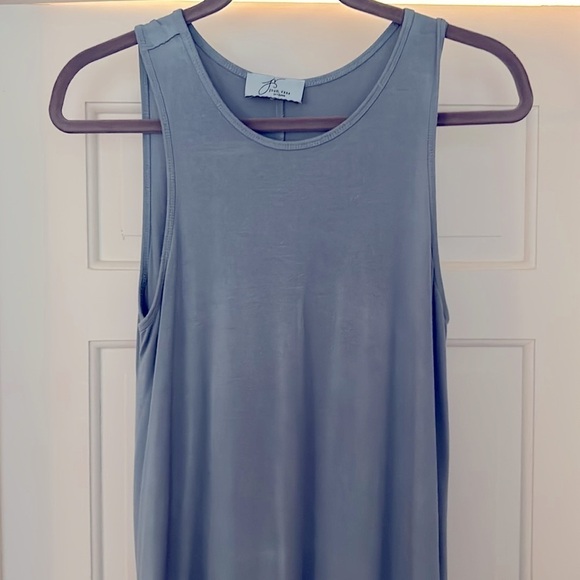 Sleeveless Dress Clay Blue Medium Like New Quality Jersey Dress Western Bohemian - Picture 2 of 7